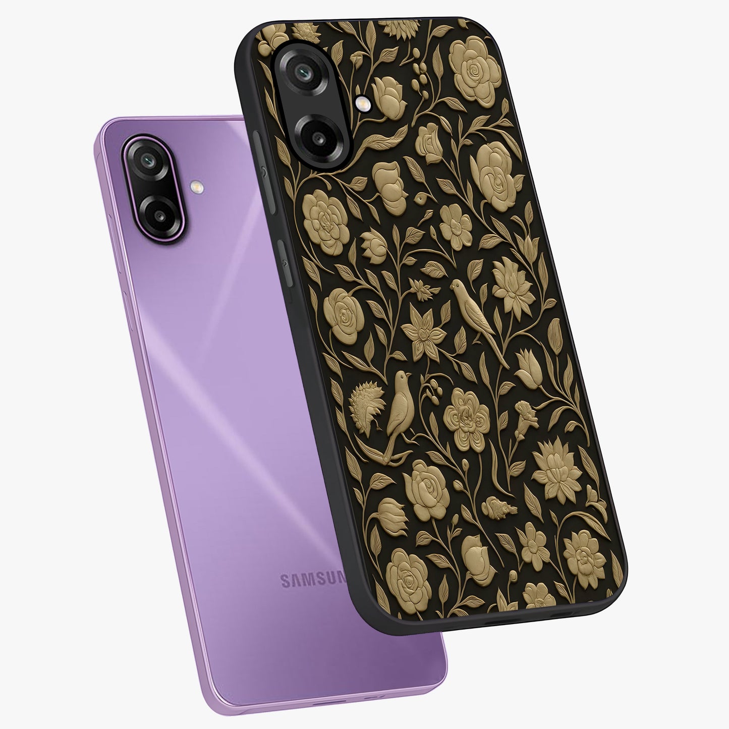 Golden Evil Eye Mandala Glass Case displayed in angled mockup highlighting protective evil eye symbol with golden mandala design.