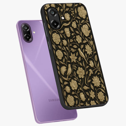 Golden Evil Eye Mandala Glass Case displayed in angled mockup highlighting protective evil eye symbol with golden mandala design.