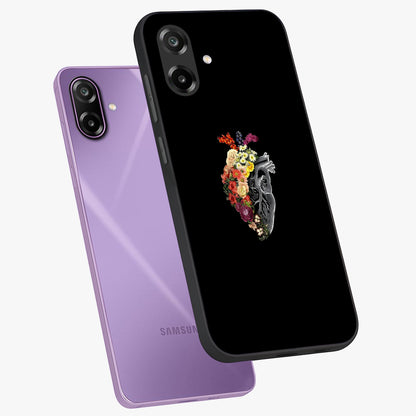 Heart With Flowers Glass Case displayed in angled mockup highlighting romantic flower design with soft aesthetic style.
