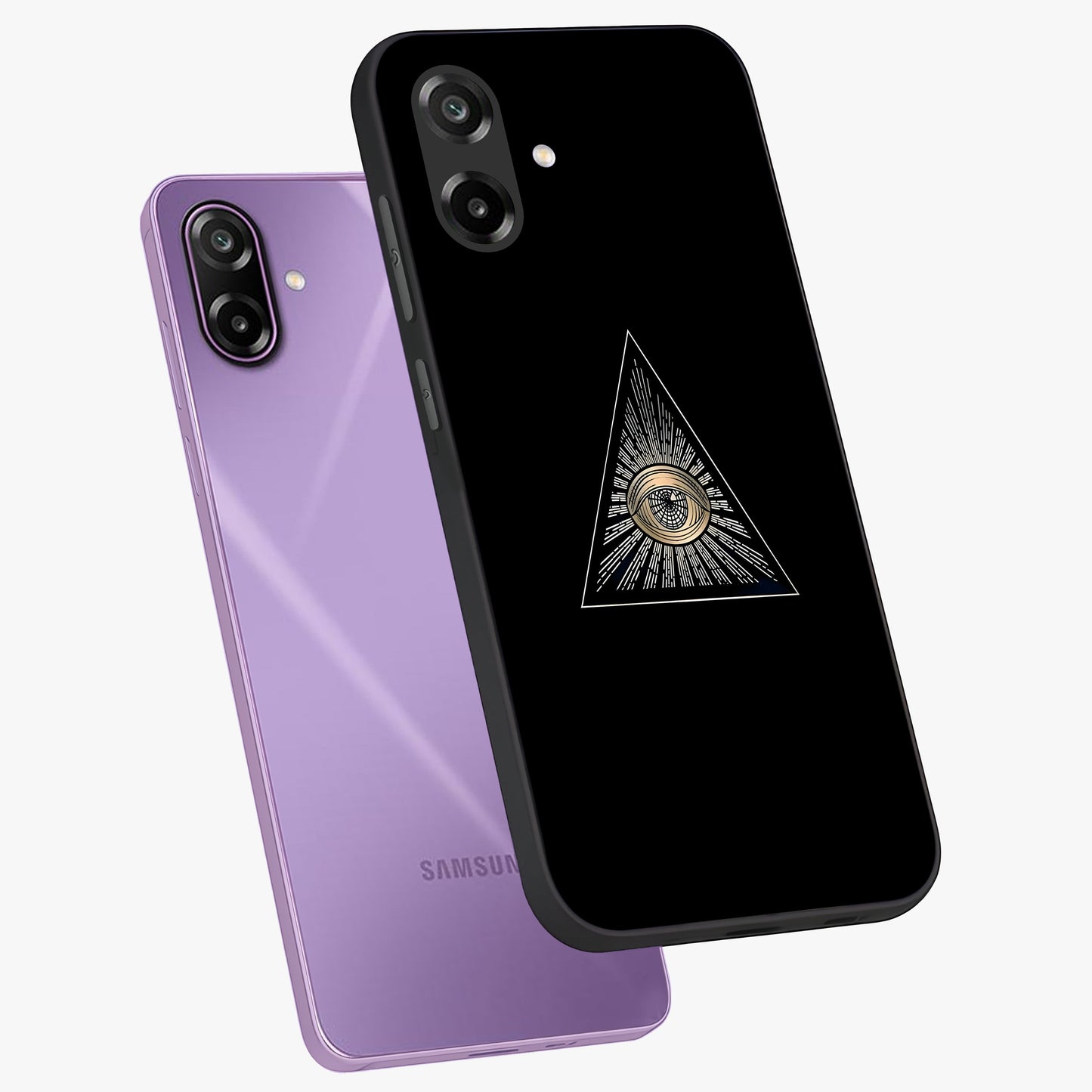 Illuminati Evil Glass Case displayed in angled mockup highlighting dark occult inspired design with bold aesthetic style.