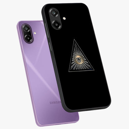 Illuminati Evil Glass Case displayed in angled mockup highlighting dark occult inspired design with bold aesthetic style.