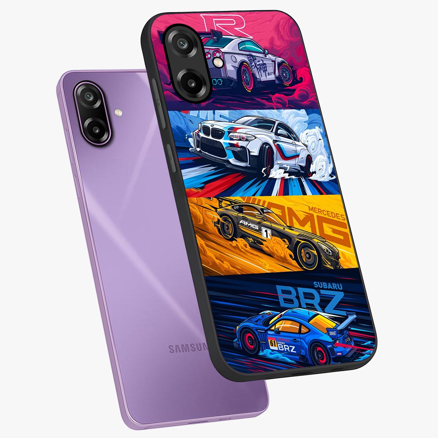 JDM Sports Car Glass Case displayed in angled mockup highlighting sleek Japanese racing car design with automotive aesthetic.