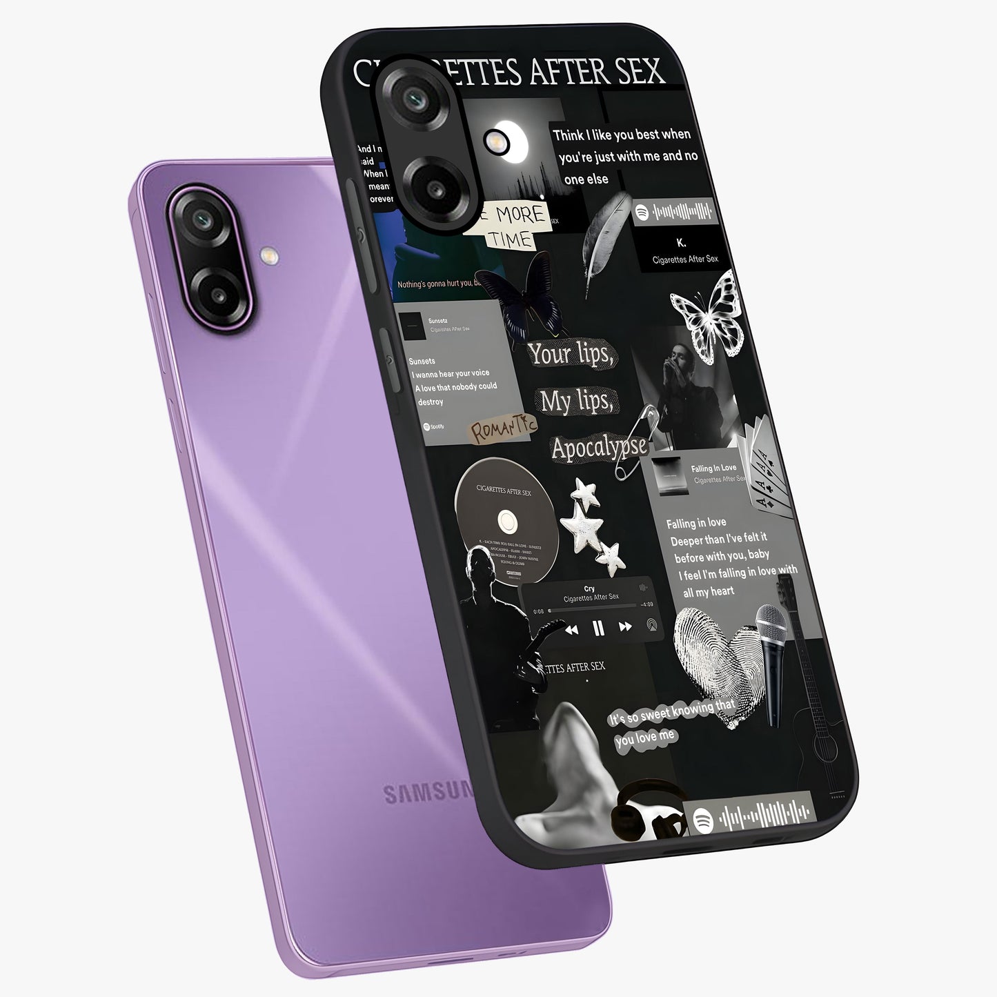 Midnight Love Echo Glass Case displayed in angled mockup highlighting elegant love inspired design with deep aesthetic style.