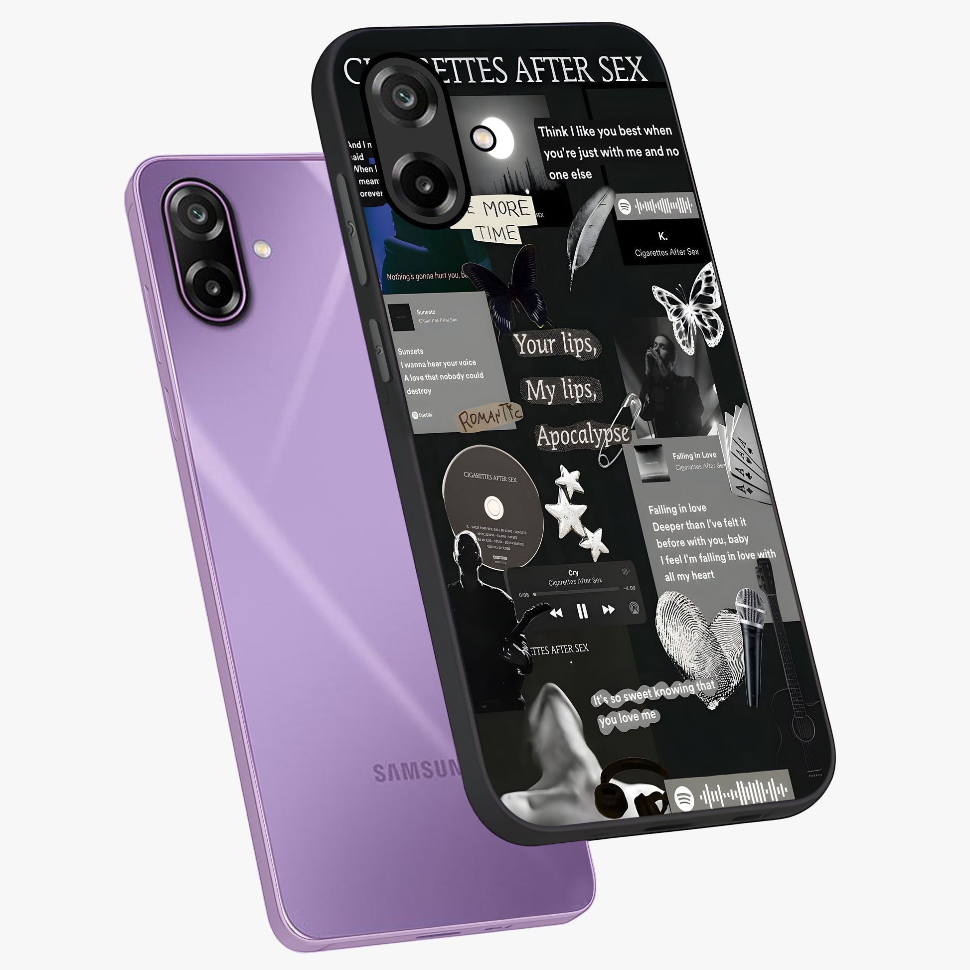 Midnight Love Echo Glass Case displayed in angled mockup highlighting elegant love inspired design with deep aesthetic style.