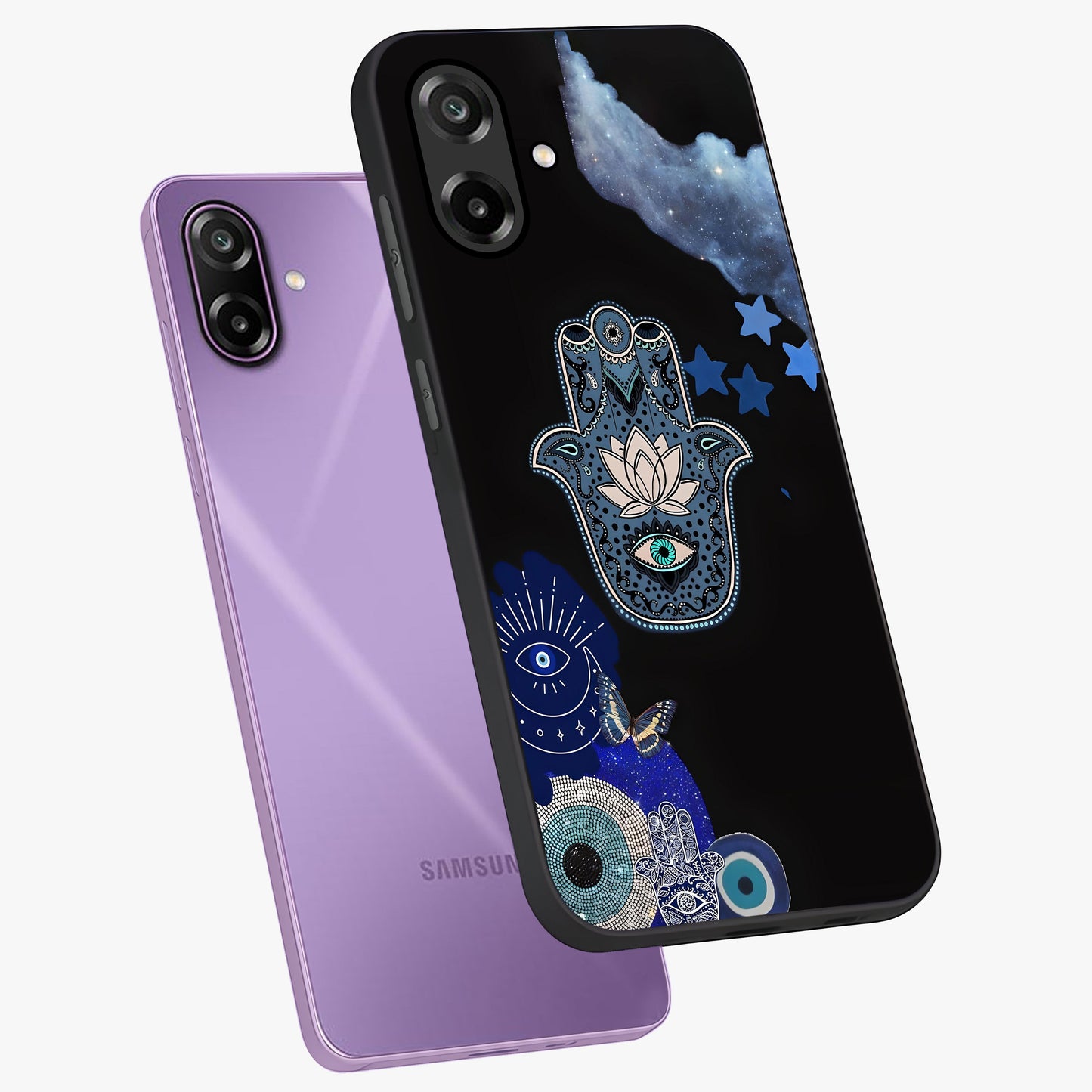 Mystic Hand Aura Glass Case displayed in angled mockup highlighting magical aura design with spiritual aesthetic style.