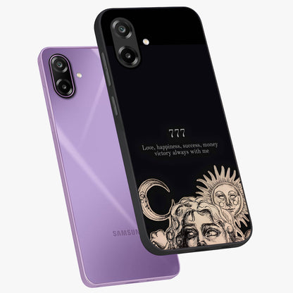 Mystic Victory Aura Glass Case displayed in angled mockup highlighting energetic aura design with bold mystical aesthetic.