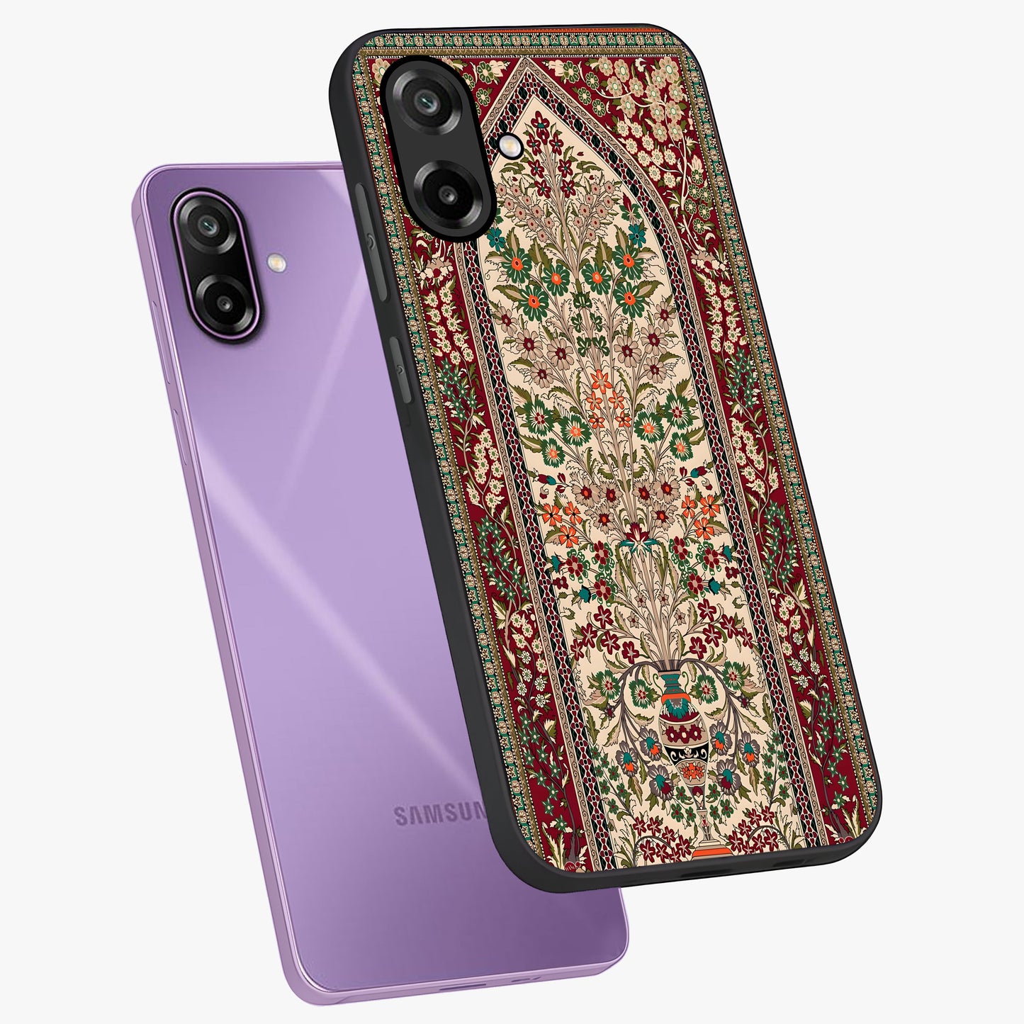 Persian Inspired Glass Case displayed in angled mockup highlighting intricate traditional design with elegant cultural aesthetic.