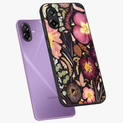 Petal Dream Tapestry Glass Case displayed in angled mockup highlighting decorative petal pattern with elegant botanical aesthetic.