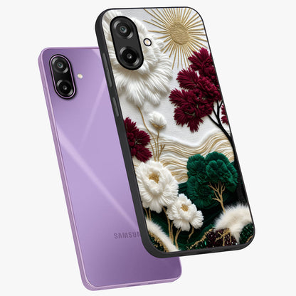 Radiant Bloom Elegance Glass Case displayed in angled mockup highlighting graceful floral design with radiant aesthetic style.