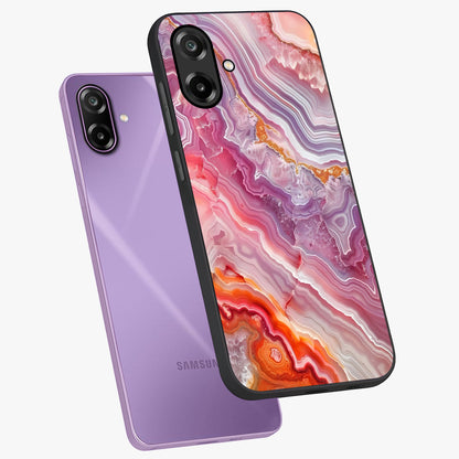 Rose Quartz Marble Glass Case displayed in angled mockup highlighting elegant marble pattern with soft aesthetic style.