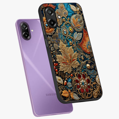 Royal Jewel Garden Glass Case displayed in angled mockup highlighting vibrant jewel inspired floral design with elegant aesthetic.