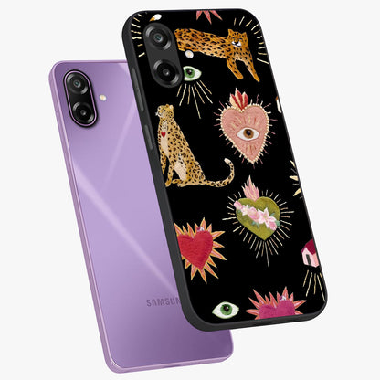 Sacred Jungle Heart Glass Case displayed in angled mockup highlighting lush tropical design with natural aesthetic style.