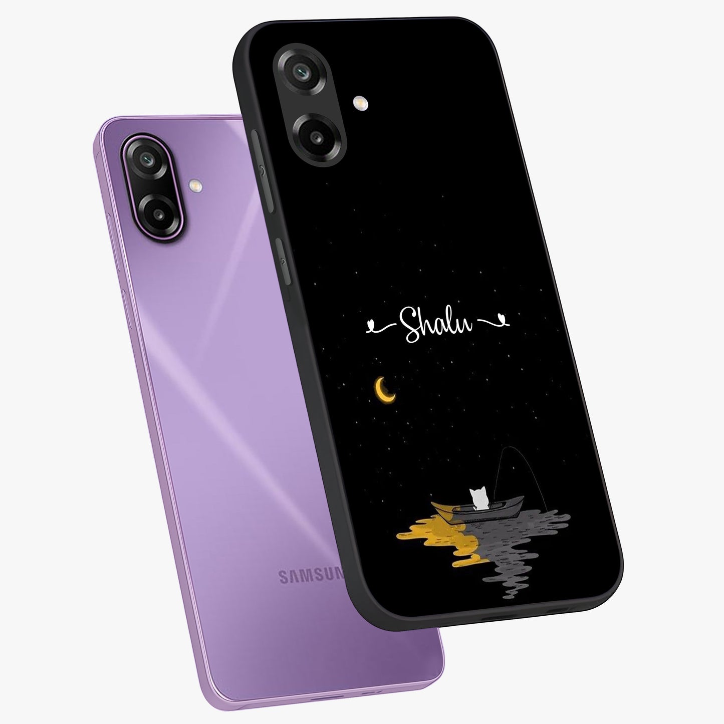 Silent Night Row Glass Case displayed in angled mockup highlighting peaceful evening design with dreamy night aesthetic.