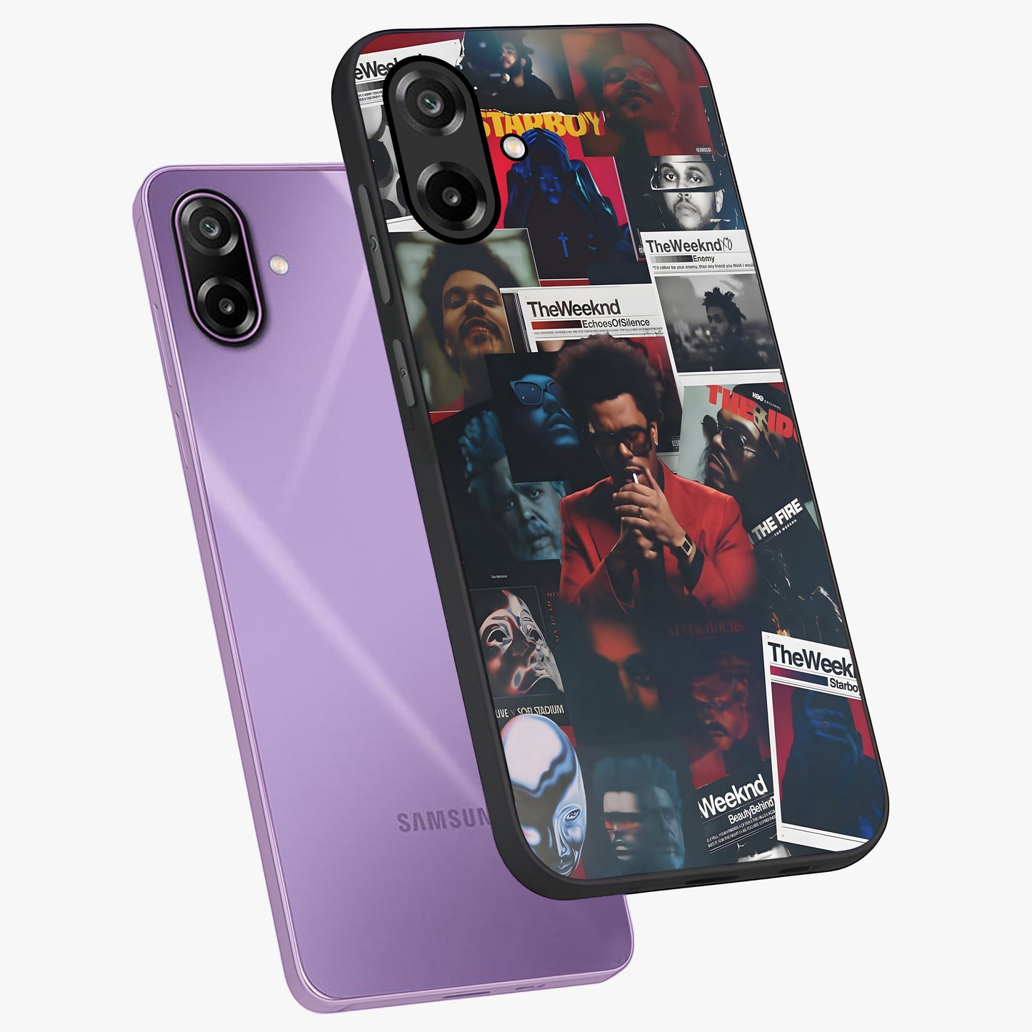 The Weeknd Glass Case displayed in angled mockup highlighting stylish pop culture inspired design with modern aesthetic.