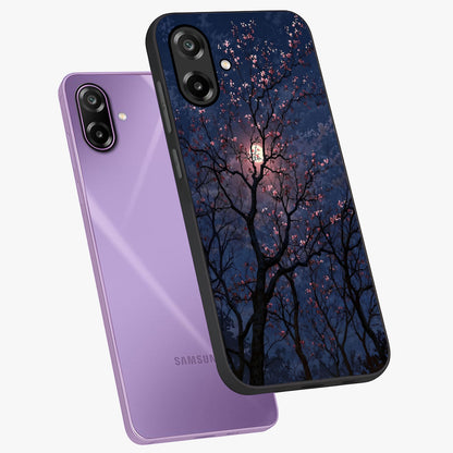 Twilight Sakura Serenade Glass Case displayed in angled mockup highlighting delicate sakura flower design with dreamy aesthetic.