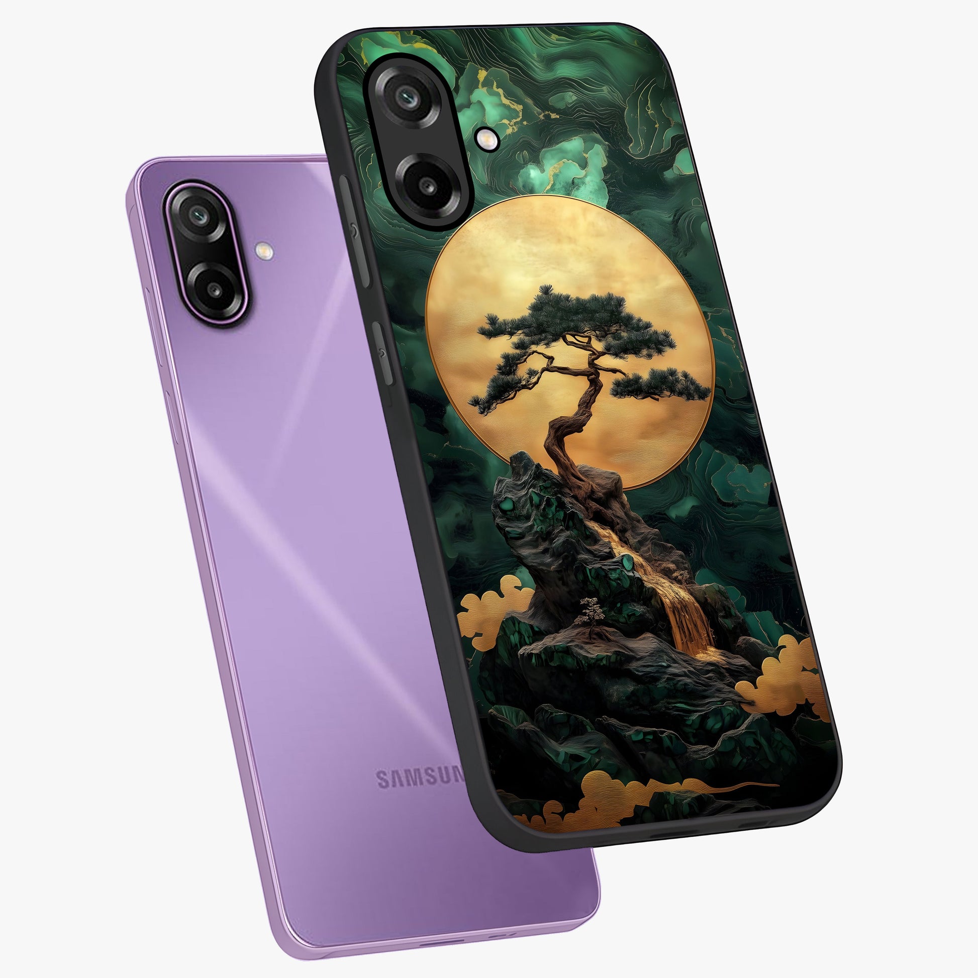 Zen Moon Rise Glass Case displayed in angled mockup highlighting peaceful lunar design with zen aesthetic style.