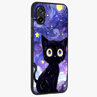 Abstract Cat Art Glass Case upright view showcasing creative feline illustration and aesthetic artistic style.