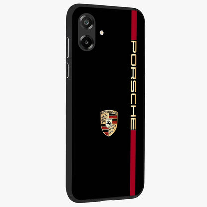 Black Minimal Porsche Glass Case upright view showcasing stylish automotive artwork with bold minimal theme.