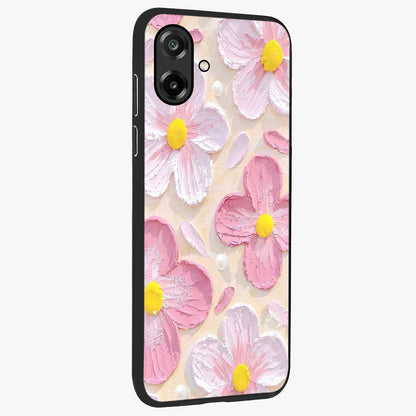 Blush Bloom Texture Glass Case upright view showcasing delicate blush floral texture with modern minimal style.