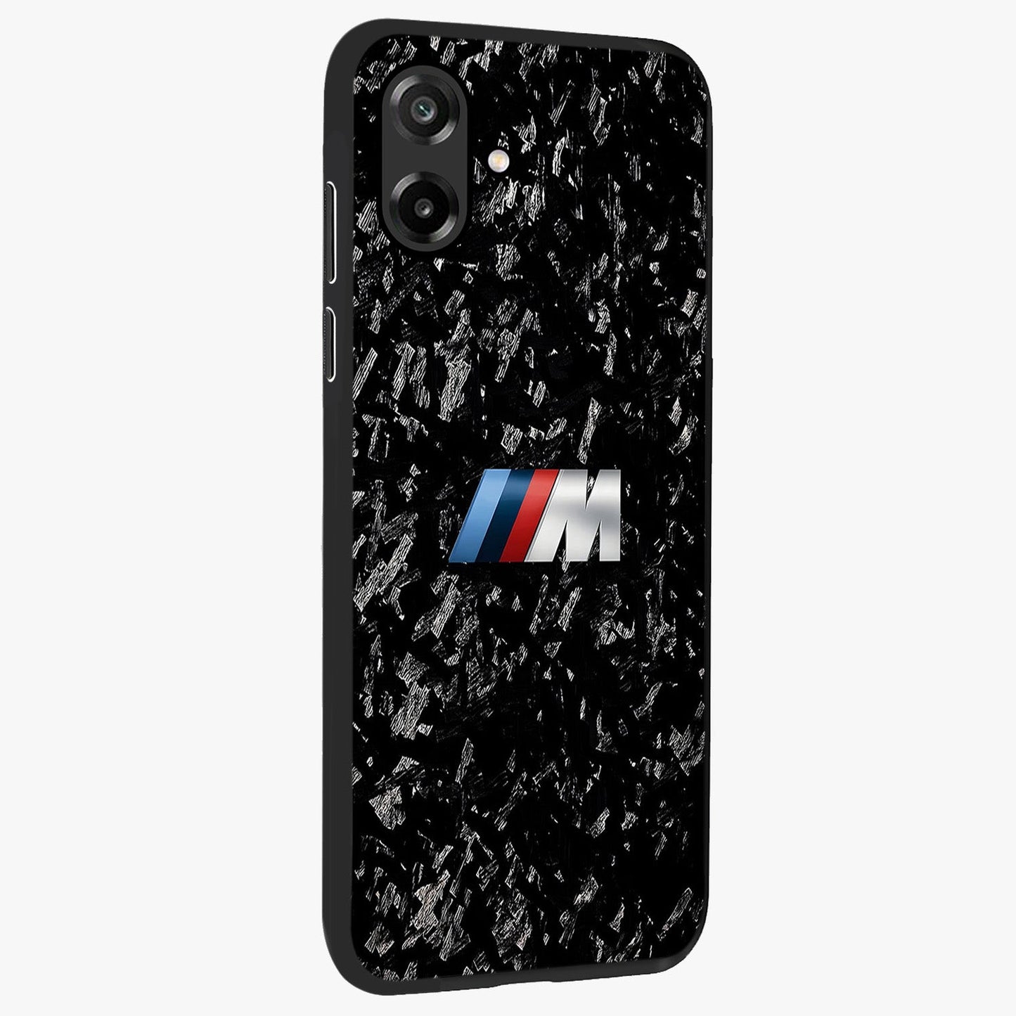 Carbon Speed Mark Glass Case upright view showcasing modern carbon speed graphic with bold automotive theme.