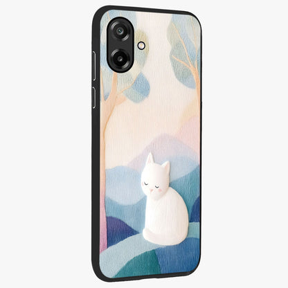 Cotton Dream Cat Glass Case upright view showcasing charming cat artwork with cozy dreamy theme.