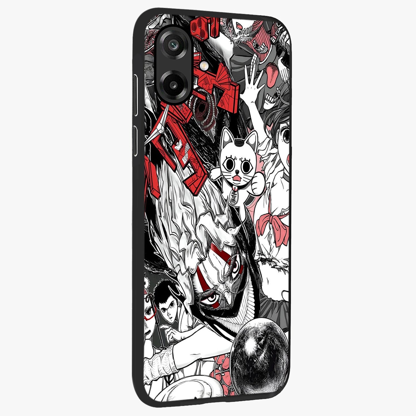 Crimson Chaos Panel Glass Case upright view showcasing intense crimson artwork with dramatic aesthetic style.