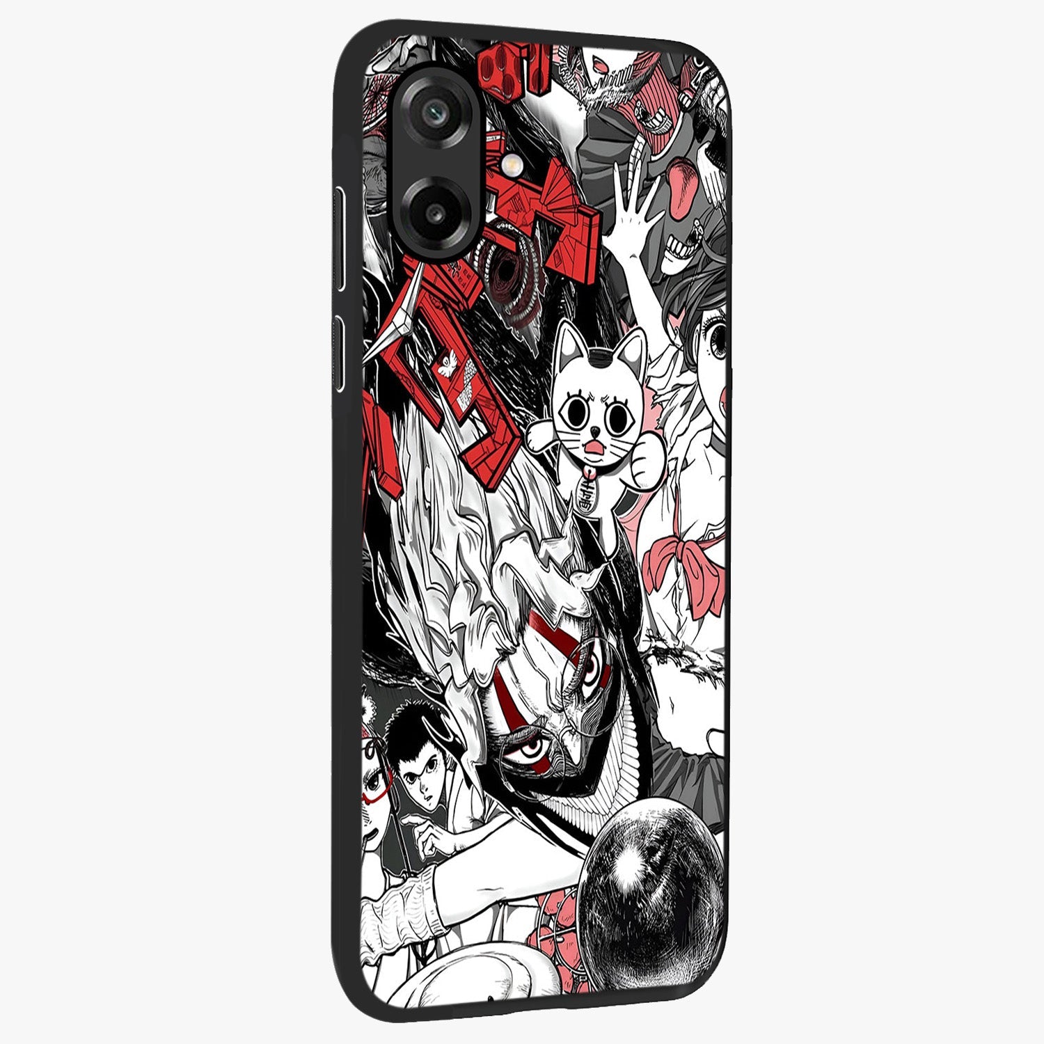 Crimson Chaos Panel Glass Case upright view showcasing intense crimson artwork with dramatic aesthetic style.