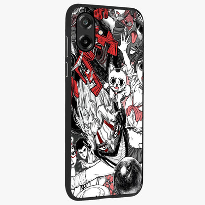Crimson Chaos Panel Glass Case upright view showcasing intense crimson artwork with dramatic aesthetic style.