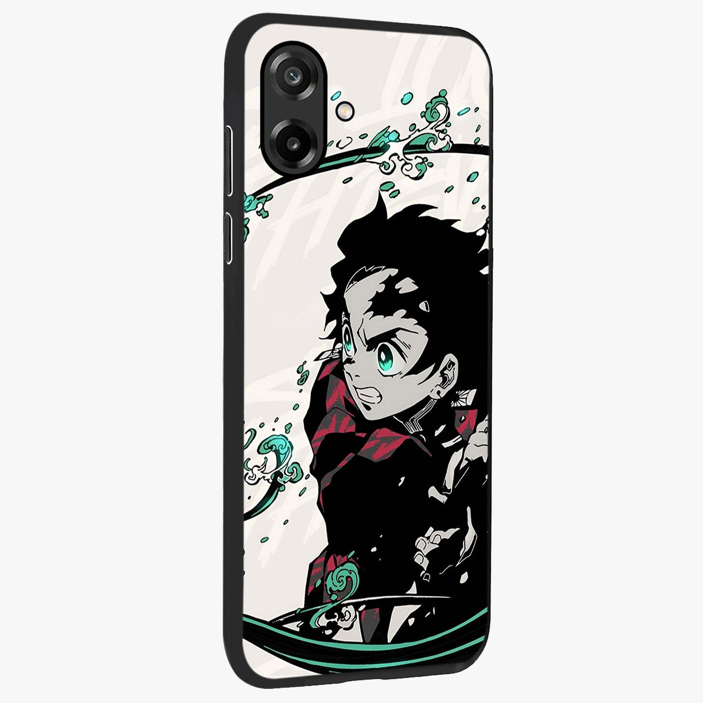 Demon Slayer Glass Case upright view showcasing powerful anime artwork with intense warrior theme.