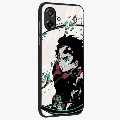Demon Slayer Glass Case upright view showcasing powerful anime artwork with intense warrior theme.