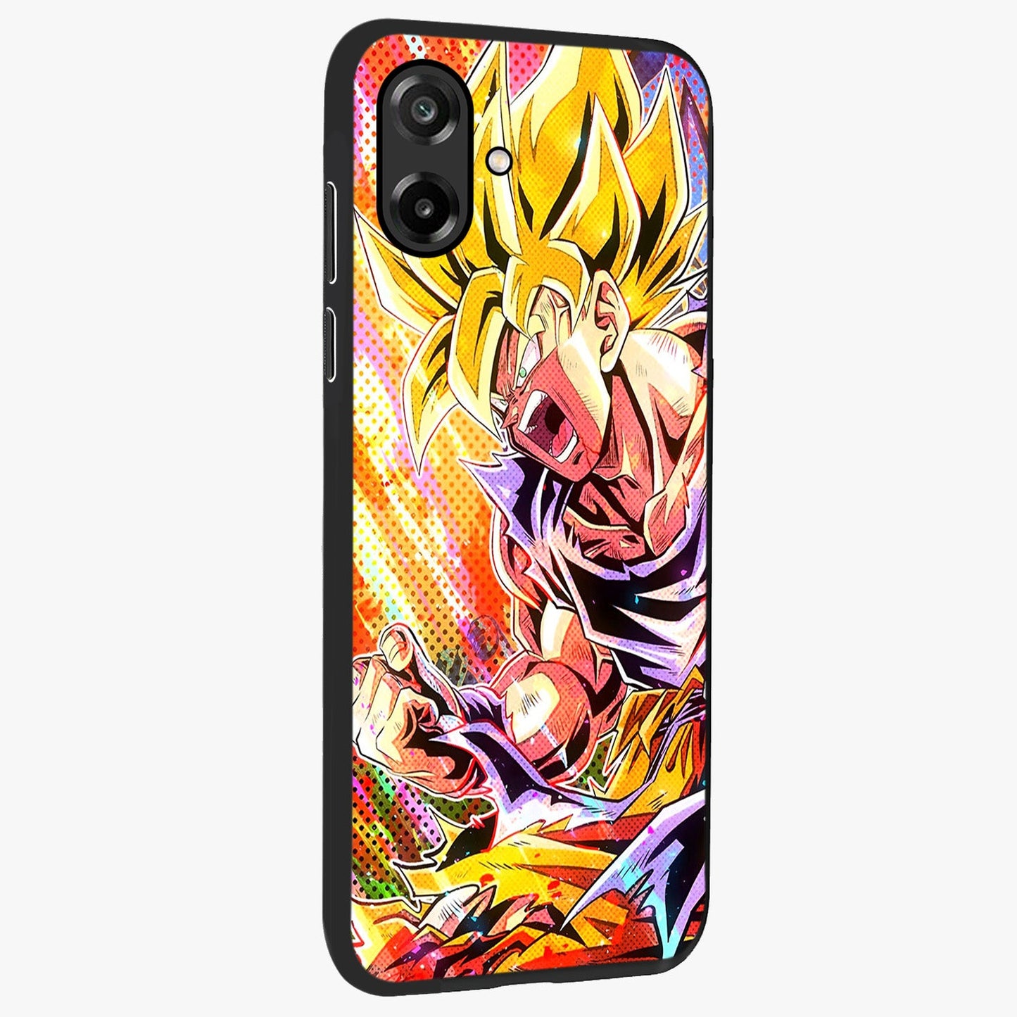Firing Goku Glass Case upright view showcasing energetic anime artwork with bold warrior theme.