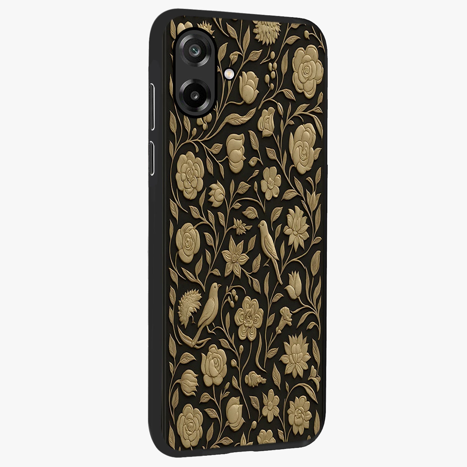 Golden Evil Eye Mandala Glass Case upright view showcasing decorative evil eye mandala artwork with spiritual aesthetic style.