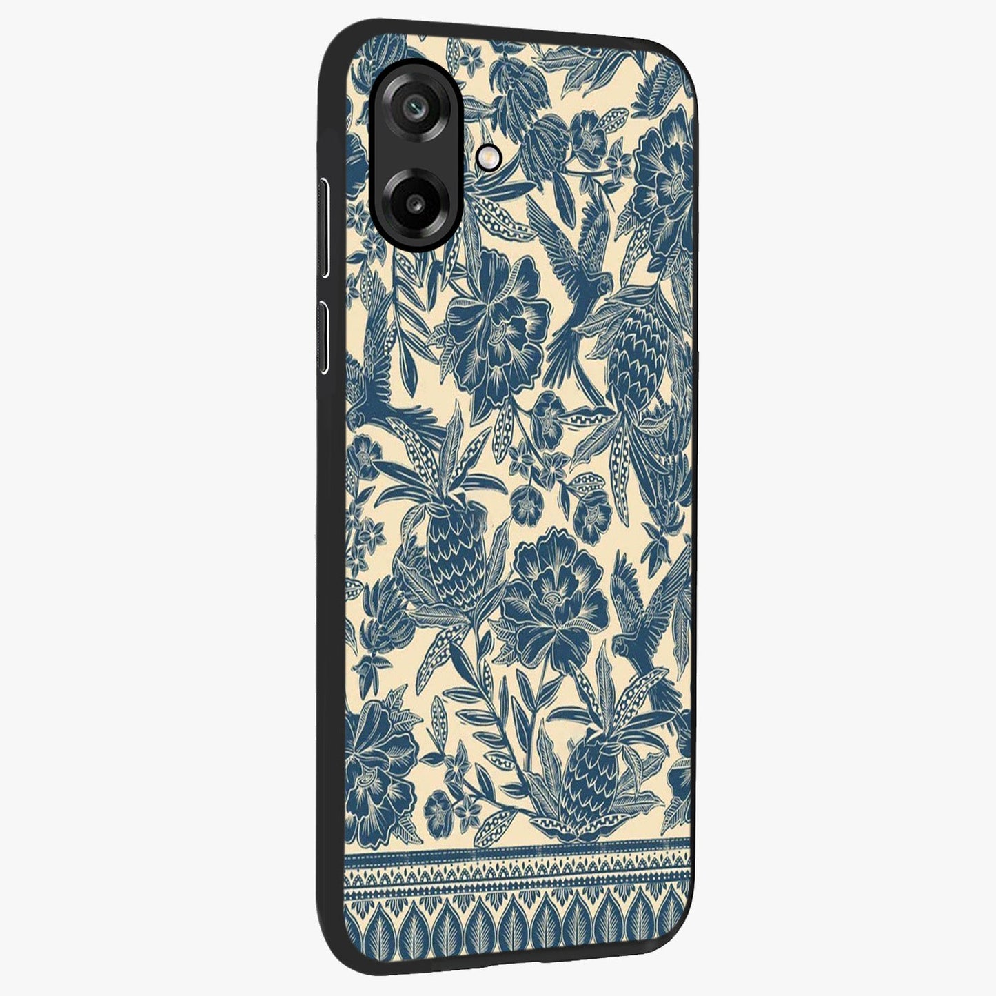Heirloom Wild Bloom Glass Case upright view showcasing delicate wildflower artwork with timeless floral theme.