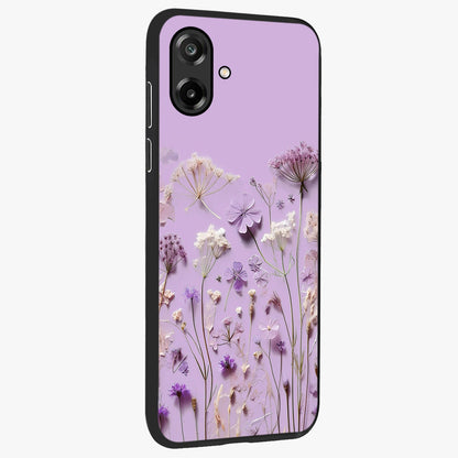 Lavender Blossom Dream Glass Case upright view showcasing delicate lavender blossom artwork with peaceful floral theme.