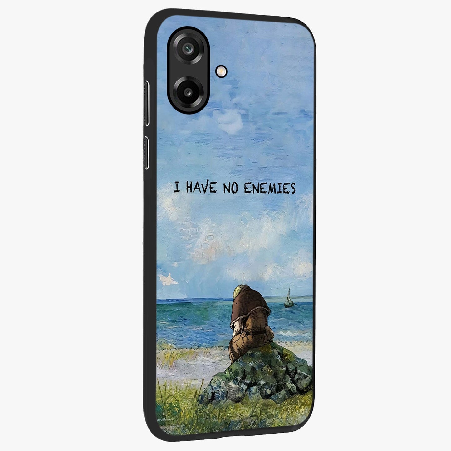 Peace Beyond War Glass Case upright view showcasing powerful peace symbol artwork with inspirational theme.