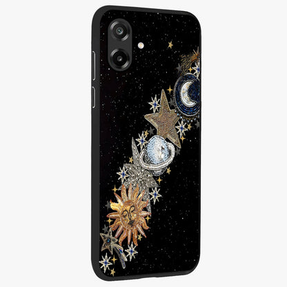 Pearls Universe Object Glass Case upright view showcasing decorative pearl themed artwork with cosmic elegance.
