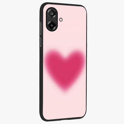 Pink Aura Heart Glass Case upright view showcasing romantic heart artwork with soft pastel theme.