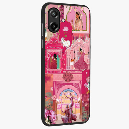 Pink Palace Muse Glass Case upright view showcasing artistic palace artwork with graceful royal theme.