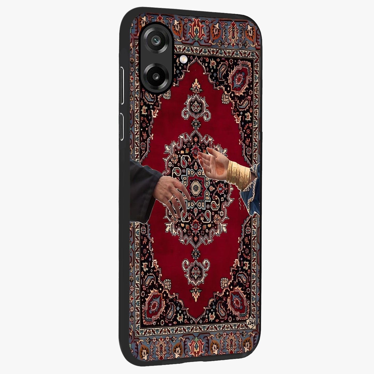 Royal Touch Reach Glass Case upright view showcasing stylish royal inspired artwork with graceful theme.