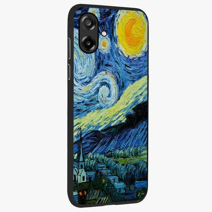 Van Gogh Art Glass Case upright view showcasing expressive painting style artwork with timeless artistic theme.