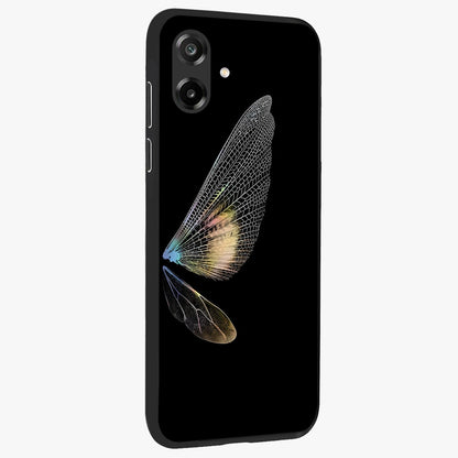 Whispers Of Wings Glass Case upright view showcasing elegant wing artwork with light airy theme.