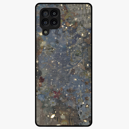 Aesthetic Astrolophia Glass Case showing flat back view with dreamy aesthetic design and glossy glass finish.