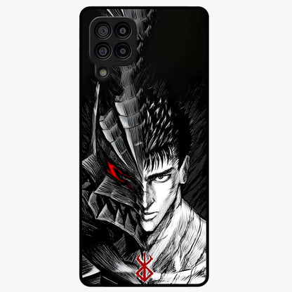 Berserker Blood Oath Glass Case showing flat back view with fierce warrior inspired artwork and glossy glass finish.