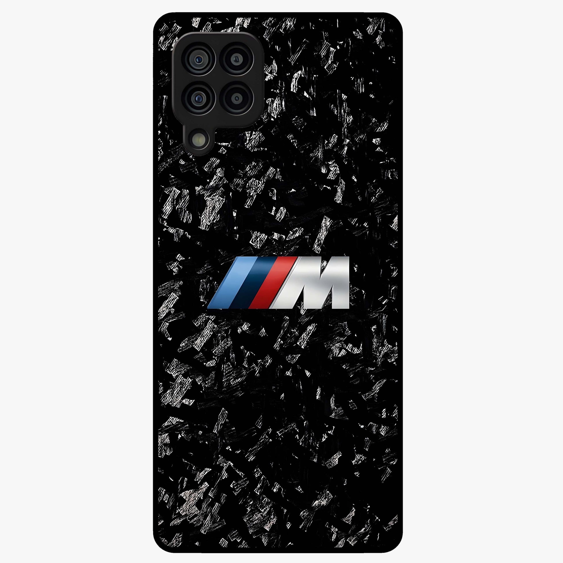 Carbon Speed Mark Glass Case showing flat back view with sporty carbon pattern artwork and glossy glass finish.