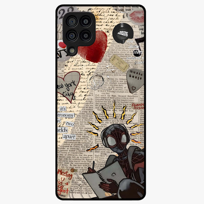 City Dream Sketch Glass Case showing flat back view with artistic city skyline sketch artwork and glossy glass finish.