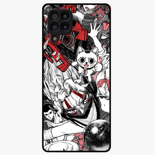 Crimson Chaos Panel Glass Case showing flat back view with bold crimson abstract artwork and glossy glass finish.