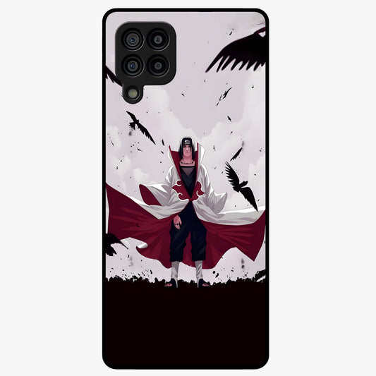 Crimson Crow Ascension Glass Case showing flat back view with mystical crow artwork and glossy glass finish.