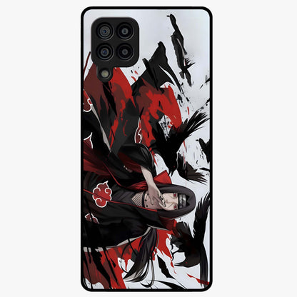 Crimson Crow Illusion Glass Case showing flat back view with artistic crow illusion artwork and glossy glass finish.