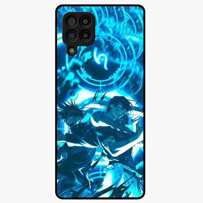 Cursed Energy Clash Glass Case showing flat back view with intense cursed energy artwork and glossy glass finish.