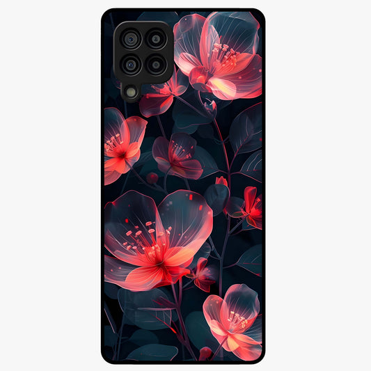 Dark Shade of Flower Glass Case showing flat back view with elegant dark floral artwork and glossy glass finish.